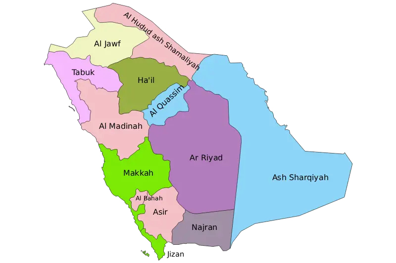 Mapa de Arabia Saudita