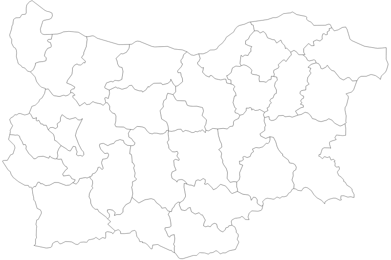 Mapa de Bulgaria blanco y negro