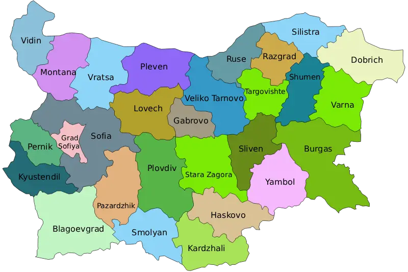 Mapa de Bulgaria