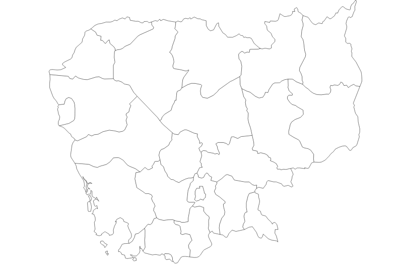 Mapa de Camboya en blanco y negro