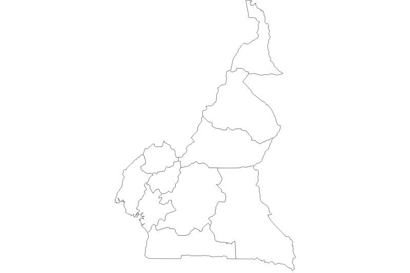 Mapa de Camerún en blanco y negro