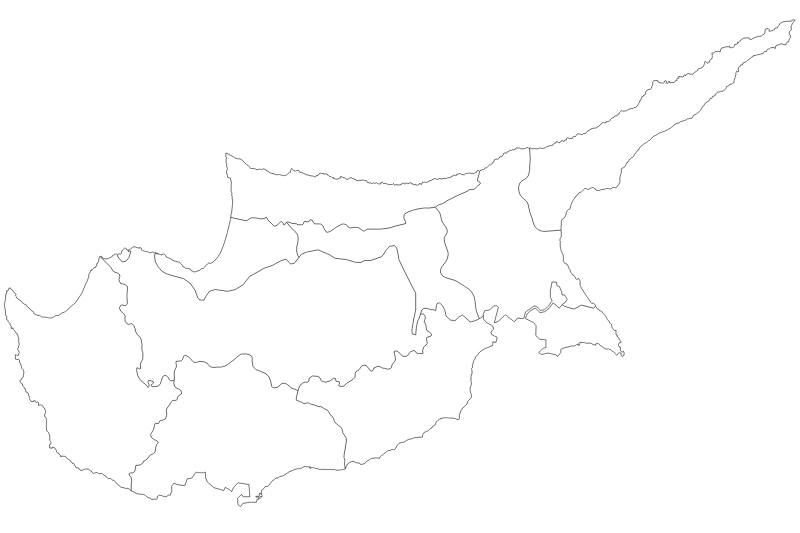Mapa de Chipre en blanco y negro