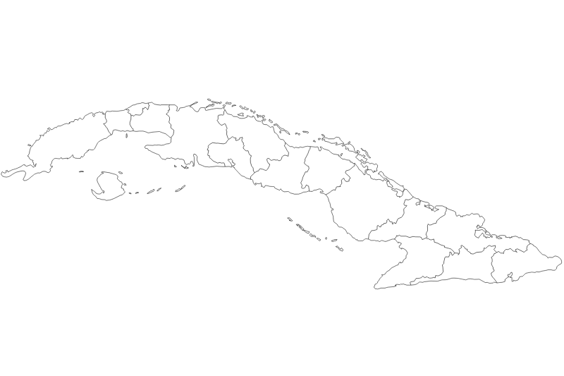 Mapa de Cuba en blanco y negro