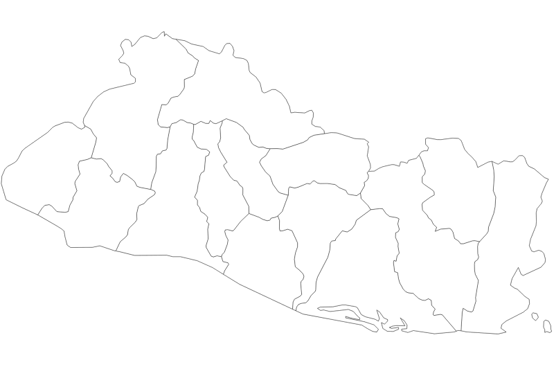 Mapa de El Salvador en blanco y negro