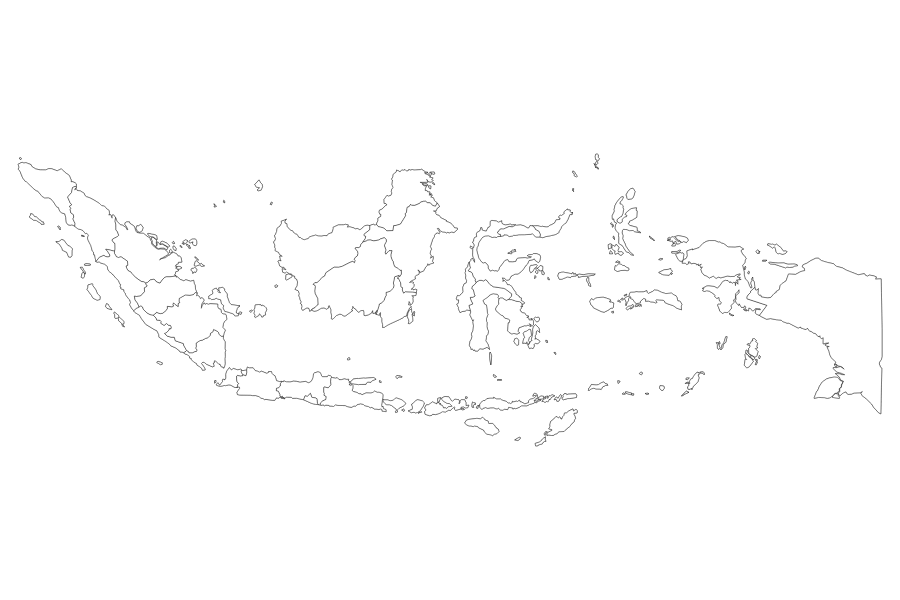 Mapa de Indonesia en blanco y negro