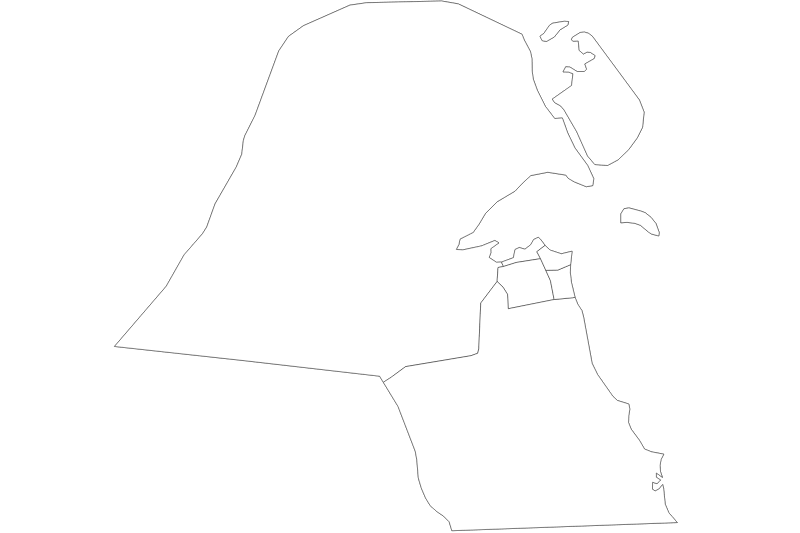 Mapa de Kuwait en blanco y negro