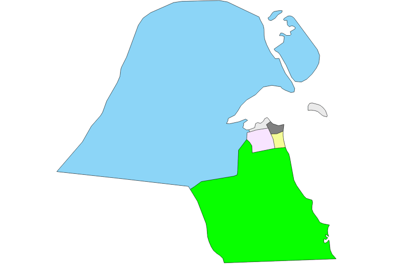 Mapa de Kuwait sin nombres