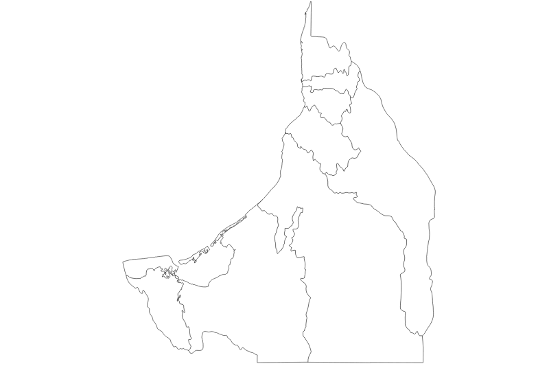 Mapa de Campeche en blanco y negro
