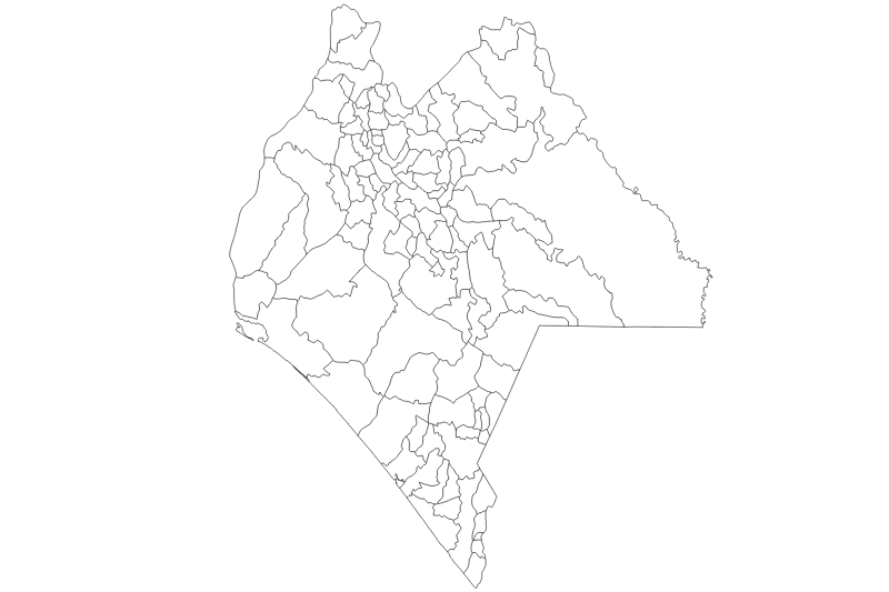 Mapa de Chiapas en blanco y negro