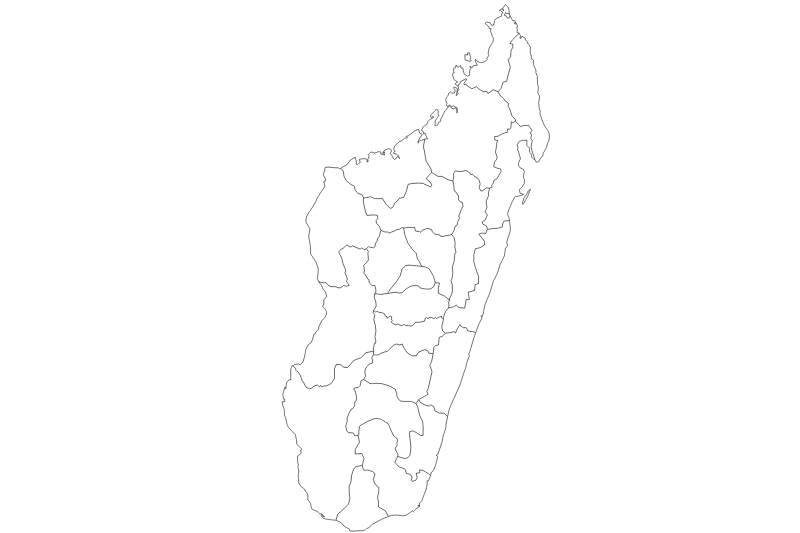 Mapa de Madagascar en blanco y negro