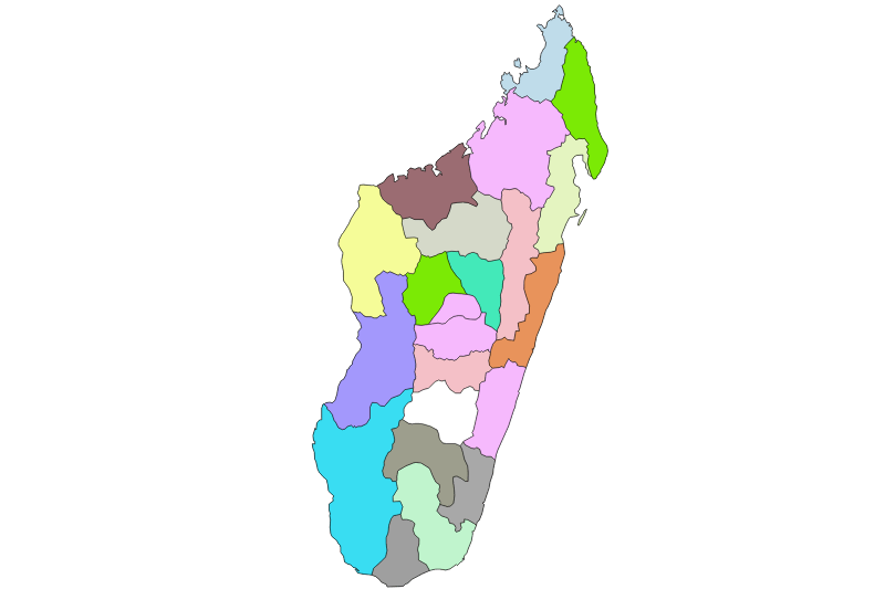 Mapa de Madagascar sin nombres