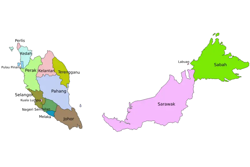 Mapa de Malasia