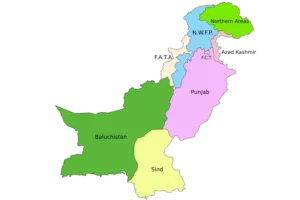 Mapa de Pakistán con nombres