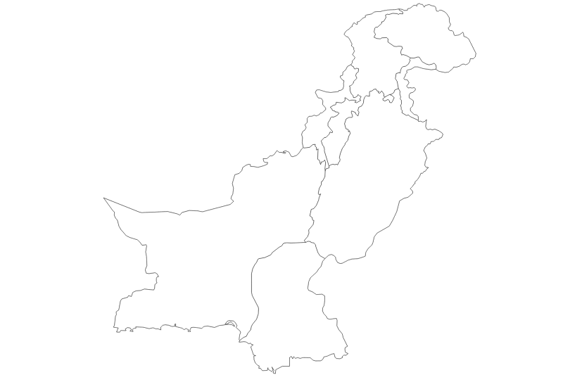 Mapa de Pakistán en blanco y negro