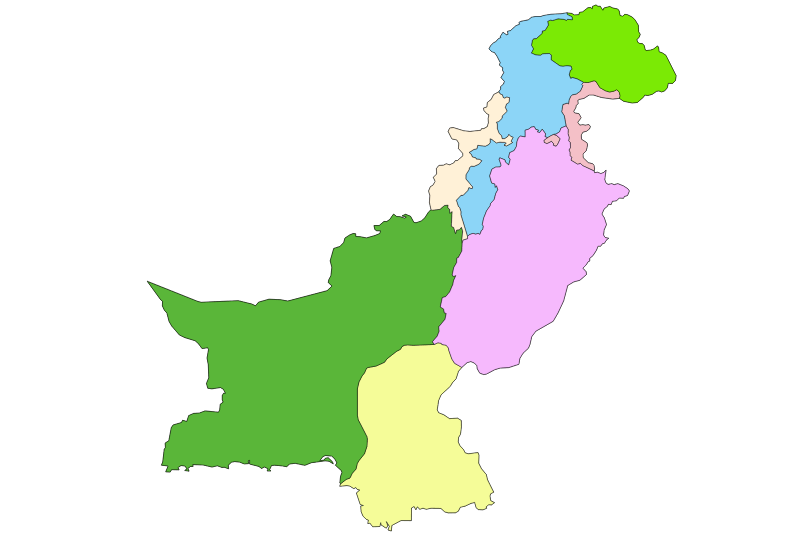 Mapa de Pakistán sin nombres