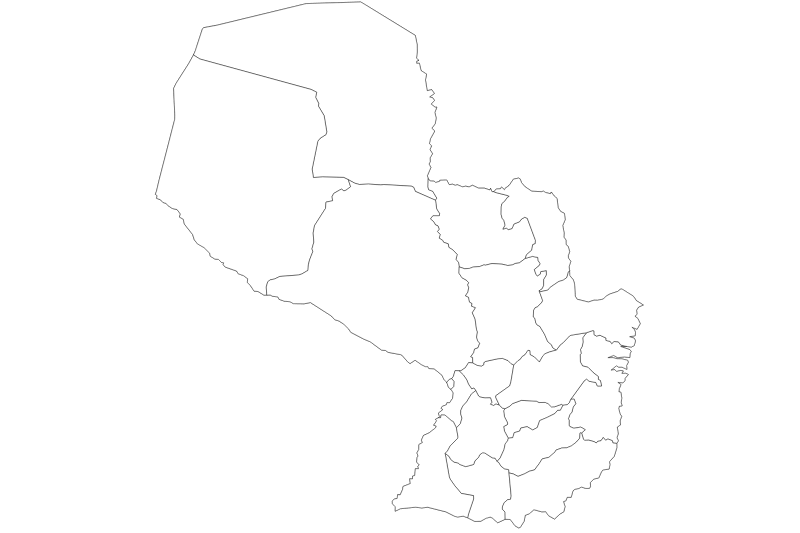 Mapa de Paraguay en blanco y negro