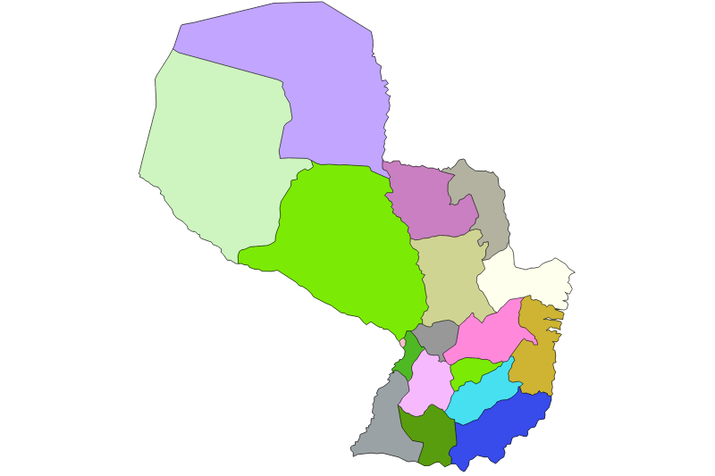 Mapa de Paraguay sin nombres